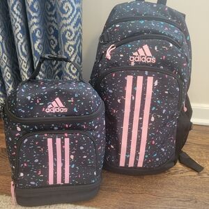 Girl's Adidas backpack and matching lunchbox